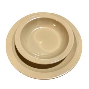 Texas Ware Melamine Dinner Plate and Bowl Set Tan Beige MCM Melmac USA Made
